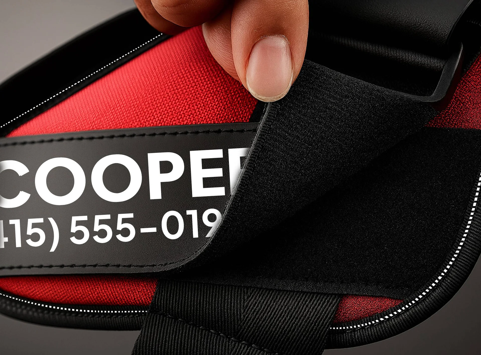 Close-up of the removable personalized name patch